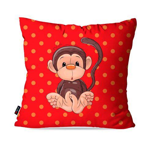 Almofada Avulsa Infantil Vermelho Macaco
