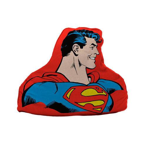 Almofada Dc Comics Superman Half Body Fundo Vermelho em Poliéster - Urban - 45x36 Cm