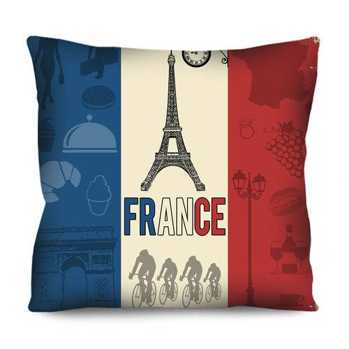Almofada Decorativa Paris França Bandeira 42x42cm
