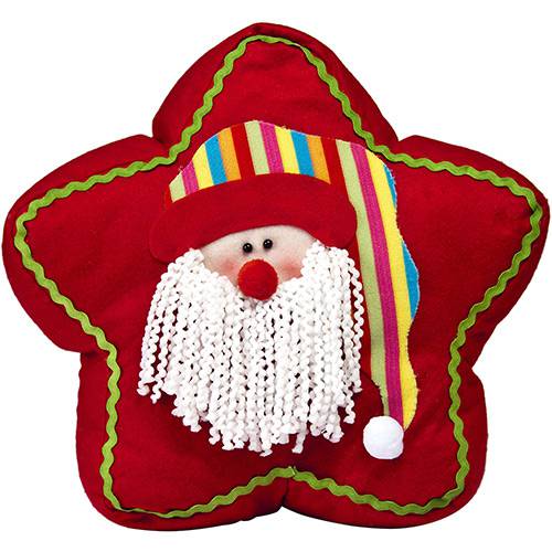 Almofada em Formato de Estrela Papai Noel com a Barba em Franja, 38 Cm - Christmas Traditions