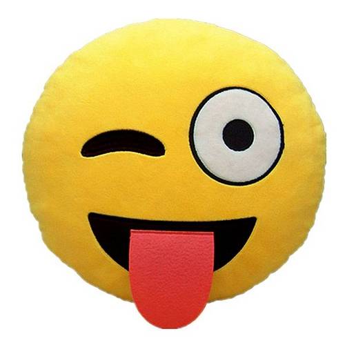 Almofada Emoji Brincalhão em Pelúcia