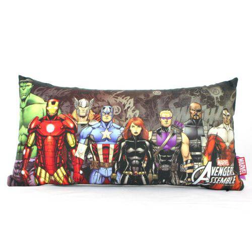 Almofada Fibra Veludo Preto Avengers Marvel 20x40cm