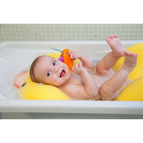 Almofada para Banho Bebê Bichinhos Pato Baby Pil + Termômetro D'água