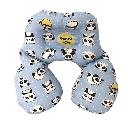 Almofada Proteção Pescoço Bebê Panda Azul