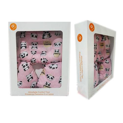 Almofada Proteção Pescoço Bebê Panda Rosa