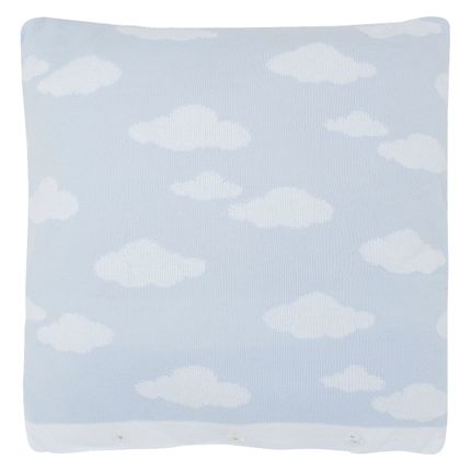 Almofada Quadrada para Berço em Tricot Nuvem Azul - Petit