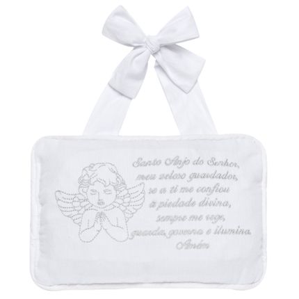 Almofada Santo Anjo para Bebe em Fustão Branco - Petit
