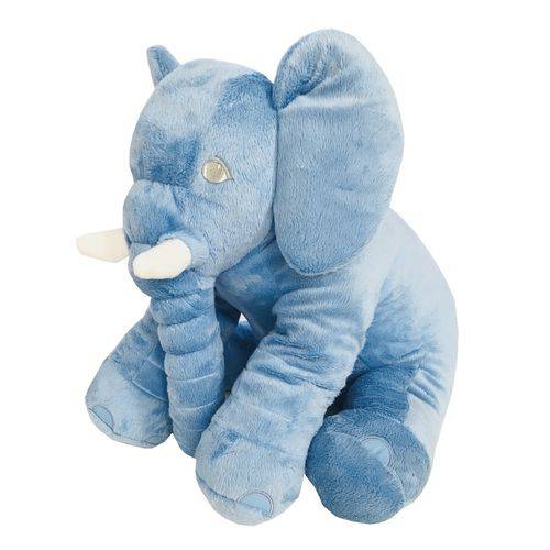 Almofada Travesseiro Elefante de Pelúcia para Bebê Dormir Azul 60cm - LuckBaby