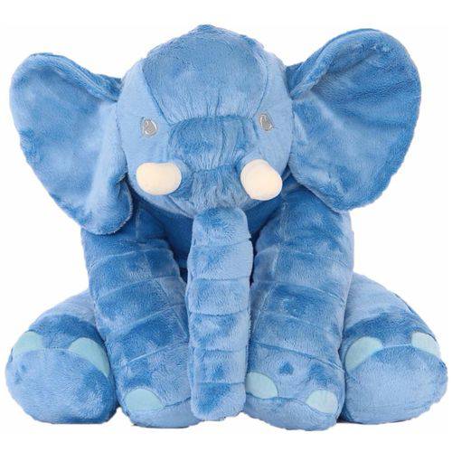 Almofada Travesseiro Elefante para Bebe 67cm Azul