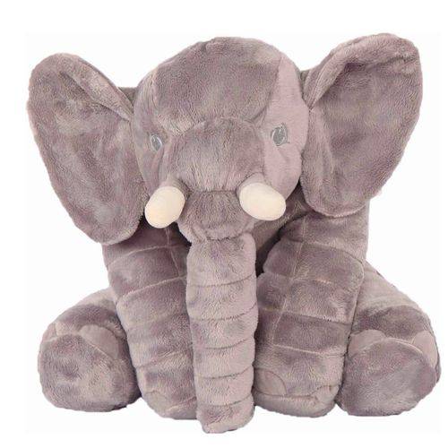 Almofada Travesseiro Elefante para Bebe 67cm Cinza