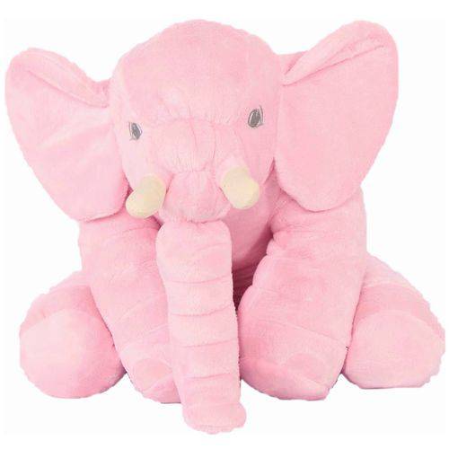 Almofada Travesseiro Elefante para Bebe 67cm Rosa