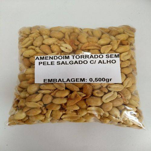 Amendoim S/ Pele - Salgado - com Alho - Embalagem 0,500gr