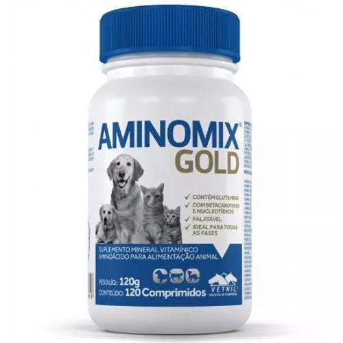 Aminomix Gold para Cães Vetnil 120 Comprimidos