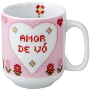 Amor de Vó Caneca 300 Ml Rosa Claro/multicor