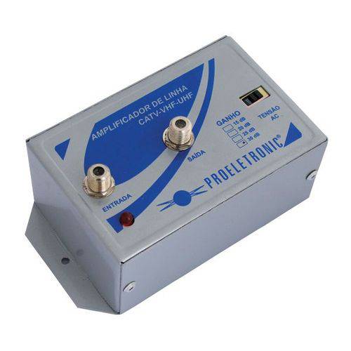 Amplificador de Linha Proeletronic 30db Pqal3000 Vhf/uhf