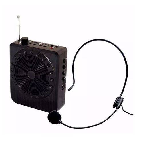 Amplificador Voz Microfone Rádio Fm Usb Sd Card Recarregável