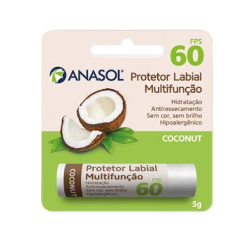 Anasol Protetor Solar Labial FPS 60 Coconut Côco 5 G - Hipoalergênico
