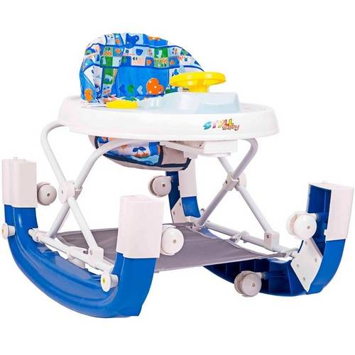 Andador com 8 Rodas e Balanço Styll Baby Car Sonoro Azul
