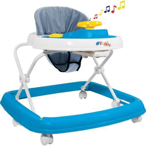Andador Musical 6 Rodas Regulavel Azul Styll Baby