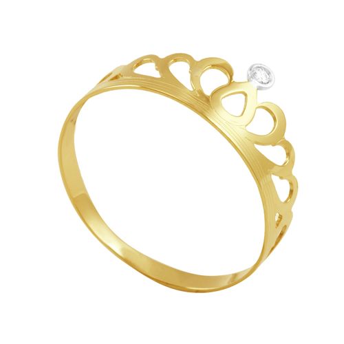Anel em Ouro 18K Coroa com Diamante - AU3327