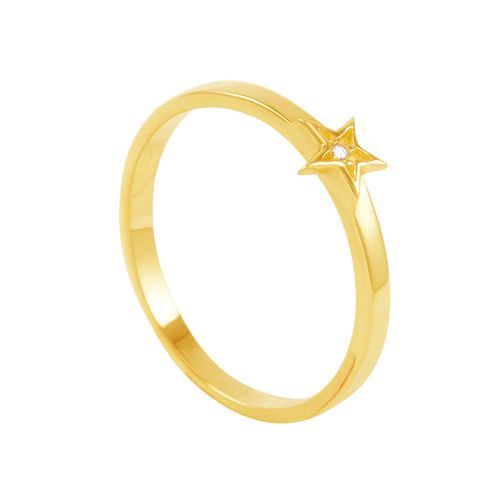 Anel em Ouro 18K Estrela com Diamante - AU5022