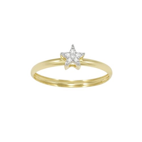 Anel Estrela Ouro Amarelo 18K e Diamante - Eternity 15
