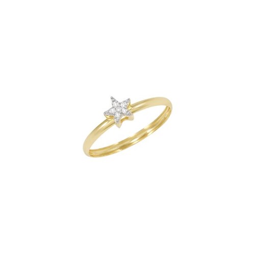 Anel Estrela Ouro Amarelo 18K e Diamante - Eternity 16
