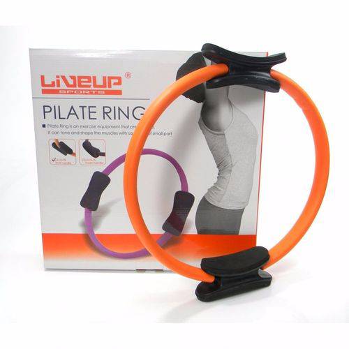 Anel Flexivel Tonificador Flex Ring para Pilates Magic Circle Liveup Plus Laranja com Preto 38 Cm