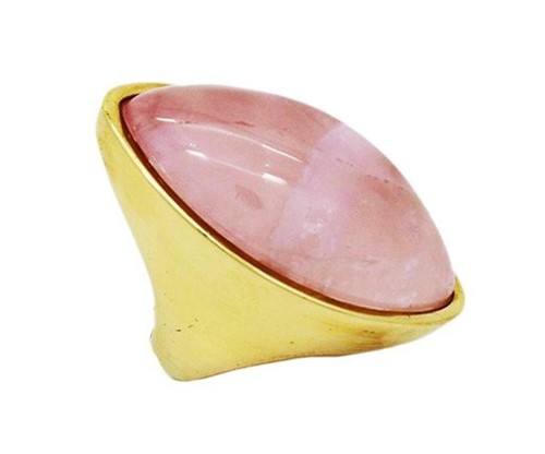 Anel Pedra Natural Quartzo Rosa Aro 16