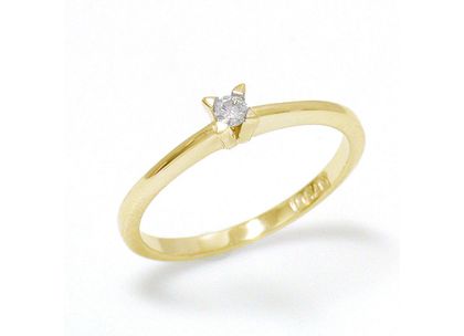 Anel Promise Anel Diamante Solitário Ouro Amarelo T13