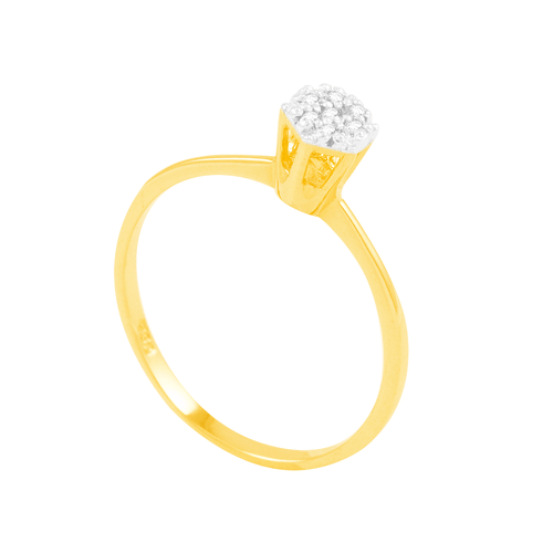 Anel Solitário em Ouro 18K Flor com Diamantes - AU4788