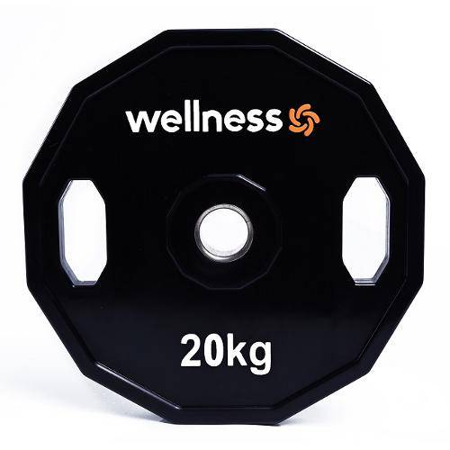 Anilhas Poliuretano Wellness - Furação Olímpica - 12 Faces com Pegadas - 20,00kg