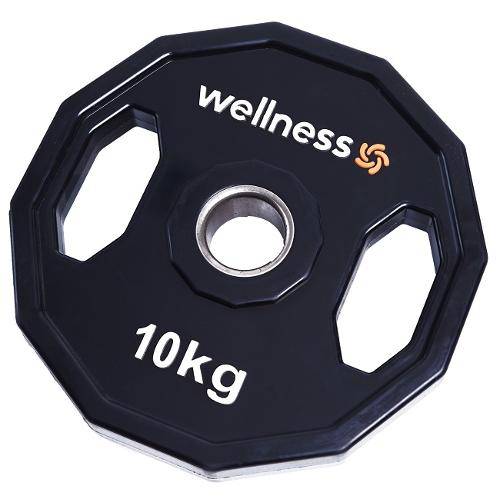 Anilhas Poliuretano Wellness - Furação Olímpica - 12 Faces com Pegadas - 10,00kg