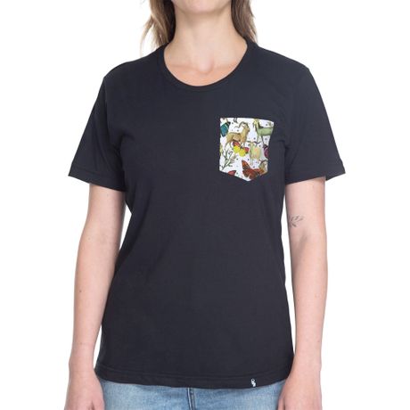 Animais Fletado - Camiseta Clássica com Bolso