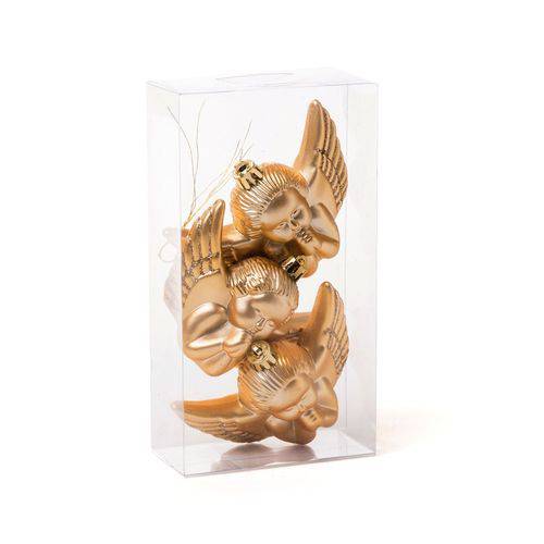 Anjos Plástico Decoração Natal 6x9cm Ouro