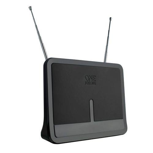 Antena One For All Interna Sv9424 Amplificada de 42 Db para Tv Fm Vhf Uhf e Isdb -tv Preto Cinza
