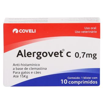Anti-Histamínico Alergovet Coveli 0,7mg C/ 10 Comprimidos