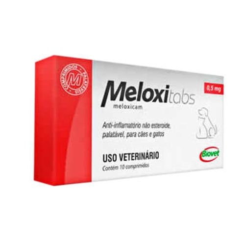 Anti-Inflamatório Biovet Meloxitabs para Cães e Gatos - Cartela com 10 Comprimidos 0,5mg