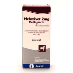 Anti-Inflamatório e Analgésico Meloxivet 2 Mg 10 Comprimidos