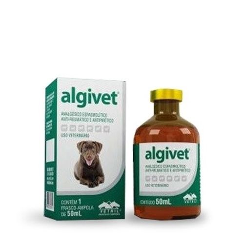 Anti-inflamatório Vetnil Algivet para Cães, Gatos, Bovino, Caprinos, Equinos, Ovinos e Suíno 50ml