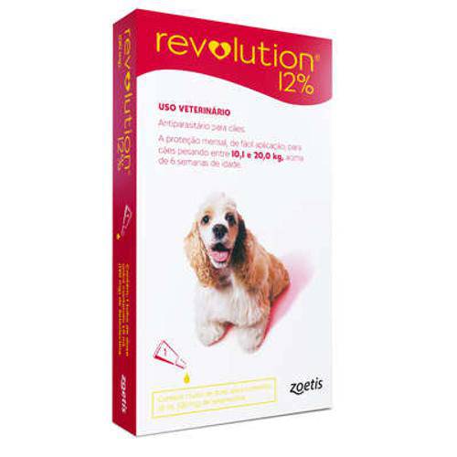 Anti Pulgas e Carrapatos Zoetis Revolution 12 para Cães de 20 a 40 Kg - 1 Ampola de 2,0 Ml