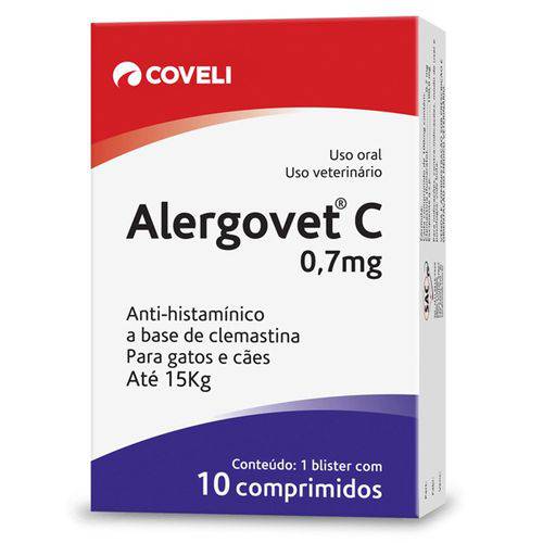 Antialérgico Coveli Alergovet C 0,7mg para Cães e Gatos