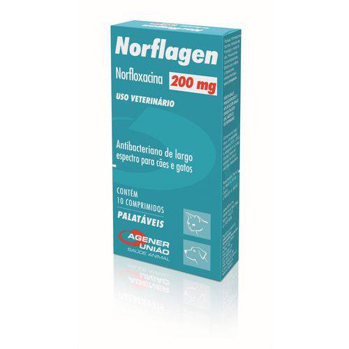 Antibiótico de Uso Veterinário Norflagen 200 Mg para Cães e Gatos