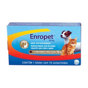 Antibiótico Enropet Ceva Palatável 50 Mg 10 Comprimidos