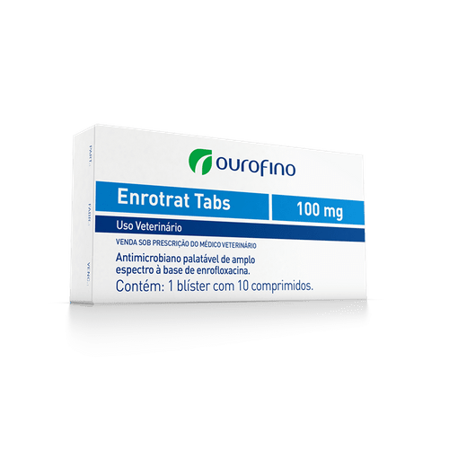 Antibiótico Ourofino Enrotrat para Cães e Gatos - 10 Comprimidos 100mg