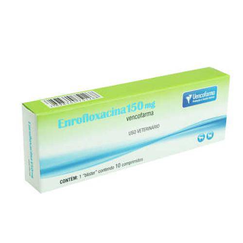 Antibiótico para Cães e Gatos Enrofloxacina Vencofarma 10 Comprimidos - 10 Comprimidos