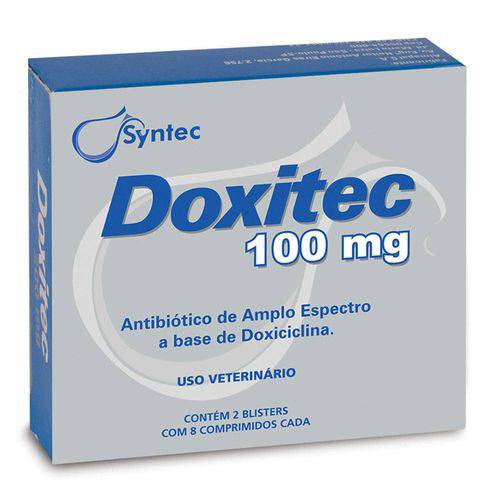 Antibiótico Syntec Doxitec 100 Mg 16 Comprimidos para Cães e Gatos