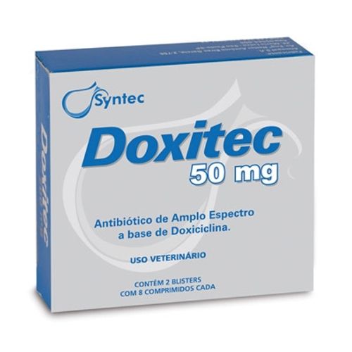 Antibiótico Syntec Doxitec para Cães e Gatos - 16 Comprimidos 50mg