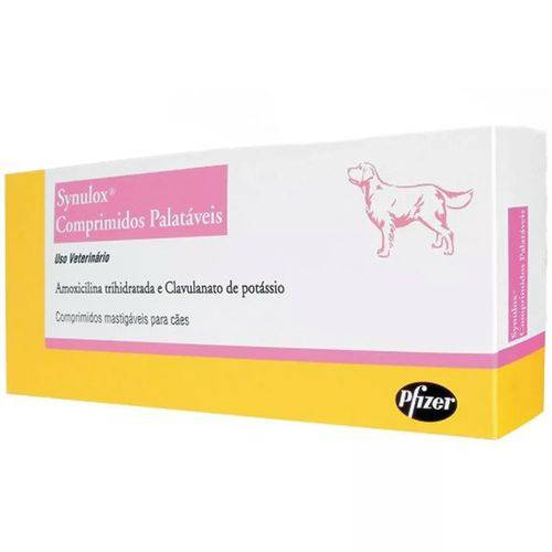 Antibiótico Synulox Zoets para Cães com 10 Comprimidos 50mg