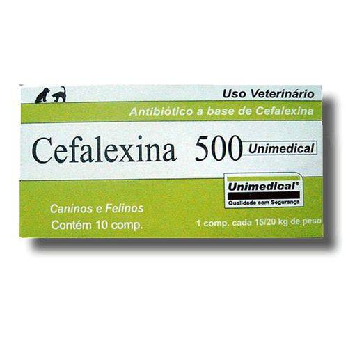Antibiótico Unimedical Cefalexina 500mg 10 Comprimidos